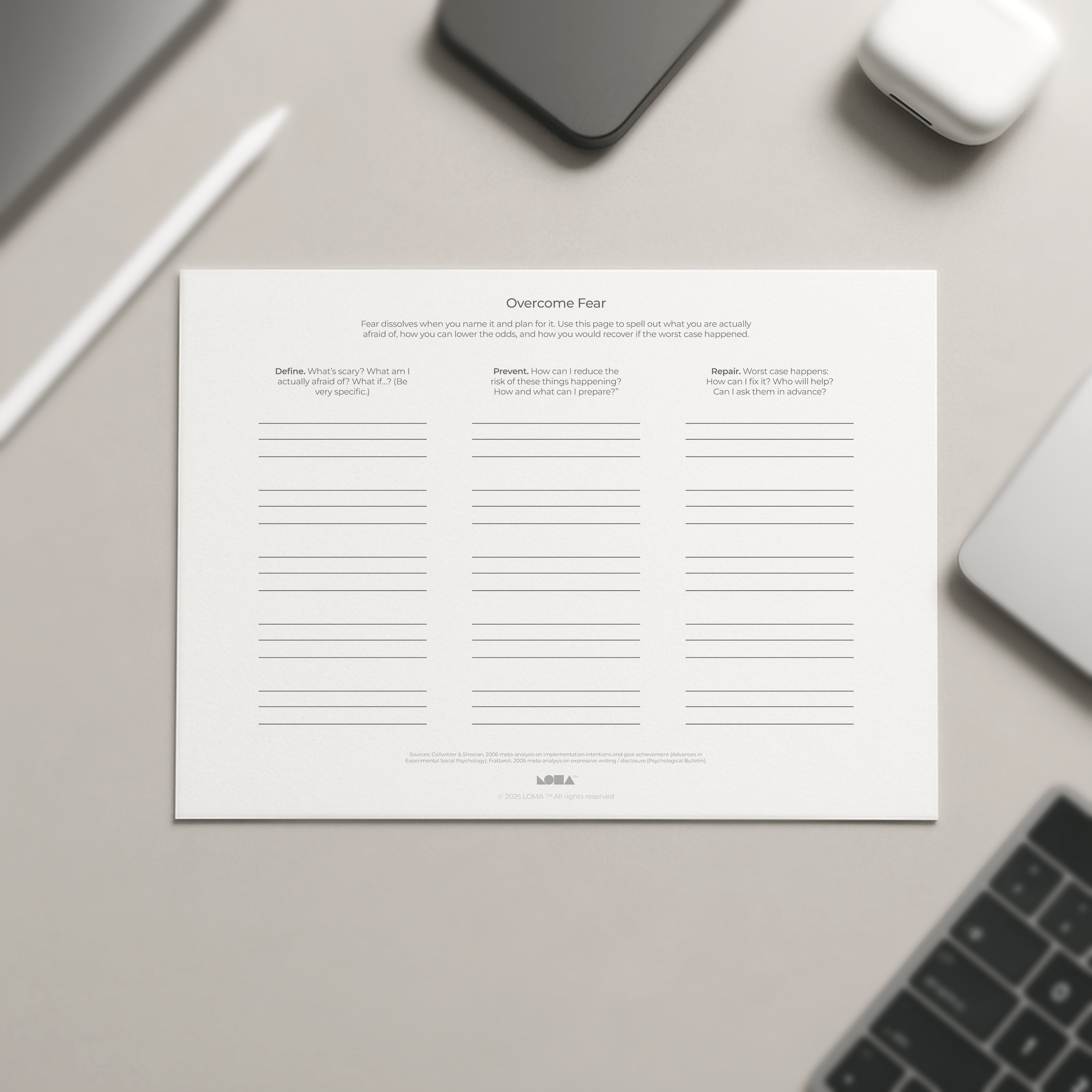 Overcome Fear – Action Plan Page