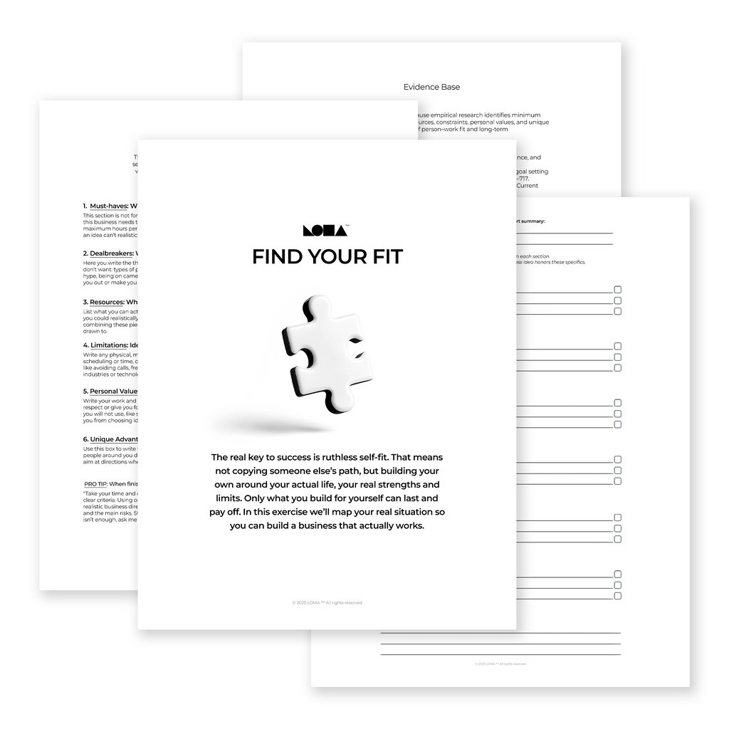 1. Find Your Fit: Start a business built for you.